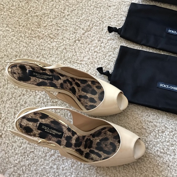 Dolce & Gabbana Nude Slingback Peep Toe Heels - Picture 5 of 8